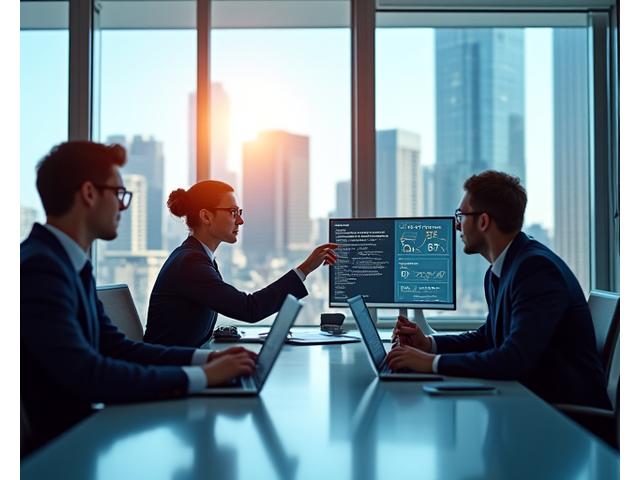 Team of diverse business professionals collaborating efficiently in a modern Boston office with city views, symbolizing growth and successful partnerships.