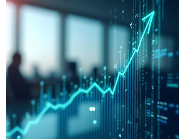 Dynamic financial graph showing upward growth trajectory with abstract financial symbols