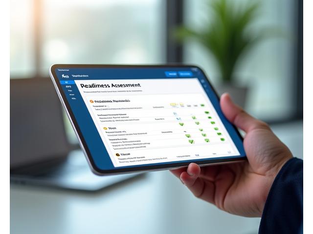 A professional filling out a digital checklist on a tablet, symbolizing a systematic readiness assessment.