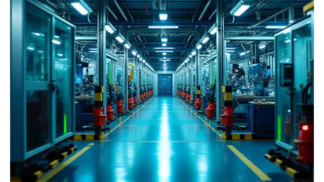 Industrial manufacturing facility with improved efficiency metrics
